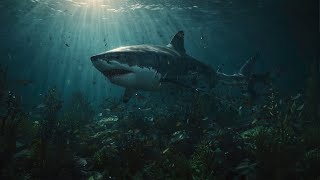 The shark swims in the ocean depths Animated video [upl. by Aihseuqram]