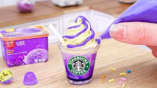 PERFECT Amazing Homemade Miniature Starbucks Purple Frappuccino Recipe  ASMR Cooking Mini Food [upl. by Arihas]