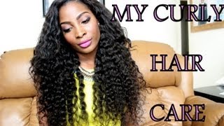 How I care for my curly hair weave daily routine [upl. by Alilad]