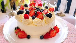 Chantilly Cake Moist cake with berries filling amp mascarpone cream frosting [upl. by Mord]