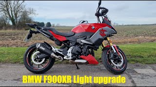 BMW F900XR  Fitting new Lights with some cool features [upl. by Mehetabel434]