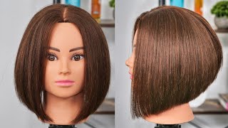 Stacked Bob Tutorial  How to Cut a Classic Bob  Angled Bob Haircut [upl. by Suoivatra349]