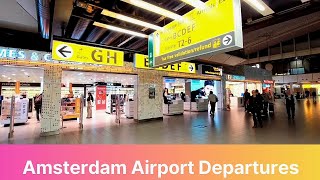 Amterdam Schiphol Airport Departures Landside amp Airside  March 2024 [upl. by Urba]