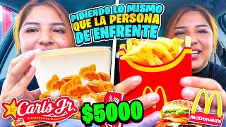 PIDIENDO LO MISMO QUE LA PERSONA DE ENFRENTE 🍔🍩  NOS HICIERON UNA BROMA JAJAJAJA 😰 [upl. by Trevah773]