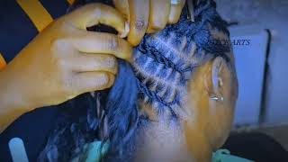 Fully Detailed Spirals Cornrows Flat Twist majongoo [upl. by Nosral]