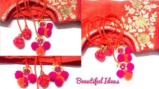 How to Make Woolen thread Latkan for Blouse at Home Lehenga Latkan DesignsDesigner Lehenga Latkans [upl. by Zednanref]