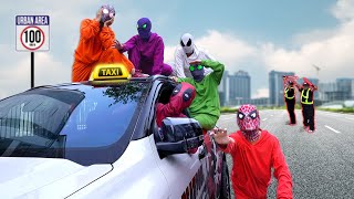 6 Bros SpiderMan vs Super Car Taxi  Take Deadpools Car From BAD GUY Police  Funny Comedy Video [upl. by Dixon714]