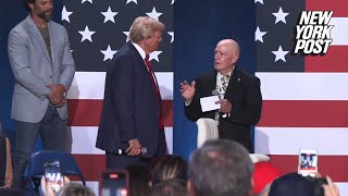 Vietnam War veteran gives Trump his Purple Heart for taking bullet in Butler ‘You got guts’ [upl. by Jedthus]