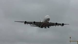 EMIRATES A380 CROSSWIND LANDING STORM BERTY [upl. by Syhr]