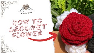 How to crochet rose flower for beginners [upl. by Towne904]