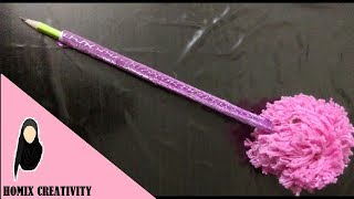 How to make pom pom pencil  Homix easy tutorial [upl. by Guria194]