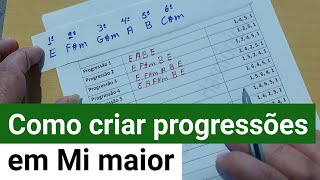 Exercício Mi maior  progressões de acordes no tom de Mi maior [upl. by Hcardahs]