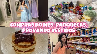 VLOG COMPRAS DO MÊS PANQUECA AMERICANA DELICIOSA PROCURANDO VESTIDO DE MADRINHA GRÁVIDA [upl. by Scribner]