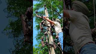 High voltage Power Line Jumper Connection  ytshorts electrical lineman [upl. by Nnyled]