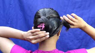 Cute Clutcher Juda Hairstyle For Girl ।। Hairstyle Bun For Long Hair ।। Oily Hair Hairstyle [upl. by Standush878]