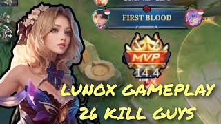 LUNOX GAMEPLAY SOLO 26 KILLS IS HERE  HOW TO PLAY LUNOX  LUNOX LEGEND SKIN  LUNOX MOBILE LEGENDS [upl. by Yelhsa]