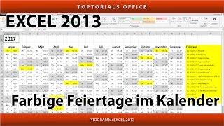 Feiertage im Kalender farbig markieren Microsoft Excel [upl. by Senilec]