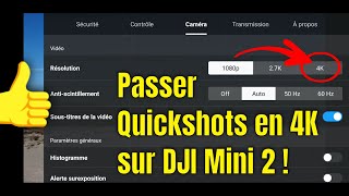 DJI Mini 2  comment avoir les Quickshots en 4K  personnalisation bouton Fn sur Android [upl. by Bently]