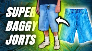 how to make CUSTOM BAGGY JORTS full tutorial [upl. by Eisset]