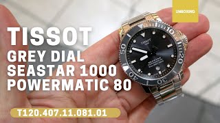 UNBOXING NEW GREY DIAL TISSOT SEASTAR 1000 POWERMATIC 80 T1204071108101 [upl. by Bern]