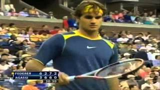 Roger Federer Moments  Backwards and Away DTL Forehand [upl. by Aicilehp725]