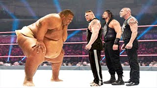 Sumo Emmanuel Yarborough vs Brock Lesnar Roman Reigns amp Goldberg [upl. by Nerek]