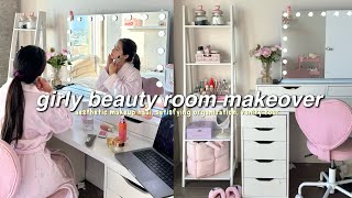 my dream makeup room transformation 🎀 satisfying organization huge PR haul setting up vanity [upl. by Neyrb90]