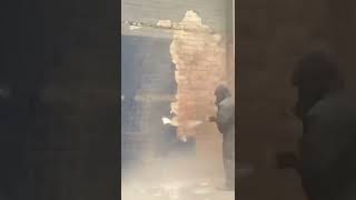 Removing old paint off of brick with dustlessblasting [upl. by Alle640]