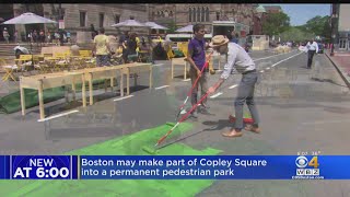 Boston may make part of Copley Square a permanent pedestrian park [upl. by Vokay]