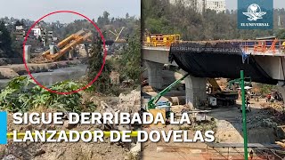 Lanzadora de dovelas en el Tren Interurbano sigue derribada a casi una semana de la caída [upl. by Nelrac]