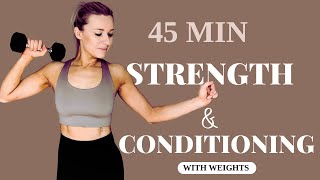 Crush Your Limits 45Minute Strength amp Conditioning Challenge Dumbbells  CardioHIIT [upl. by Leahcim]