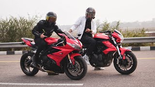 Daytona 675 VS Benelli 600i  First on Youtube [upl. by Adamek]