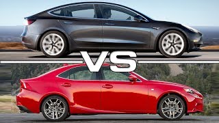 2018 Tesla Model 3 vs 2017 Lexus IS [upl. by Ellerehs]