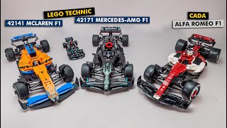 LEGO Technic 42171 MercedesAMG F1 W14 vs 42141 McLaren F1 vs CaDA Alfa Romeo F1 Team ORLEN C42 [upl. by Iny117]