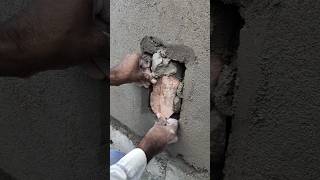 How to Fix Holes in cement wall  Easy Method shorts ytshorts trending construction [upl. by Cassey979]