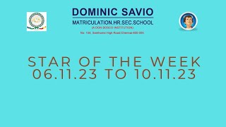 DOMINIC SAVIO  SANTHOME  STAR OF THE WEEK  06112023 TO 10112023 [upl. by Ijic20]