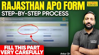 Rajasthan APO 2024 How to Fill Rajasthan APO 2024 Application Form  Step By Step Process [upl. by Nassi]