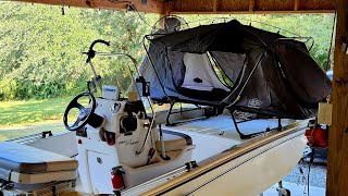 How I set up my Kamprite cot tent on my Mako ProSkiffs for boat camping [upl. by Terryl276]