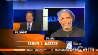 KTLA Reporter Mistakes Samuel L Jackson for Laurence Fishburne [upl. by Imoyaba]