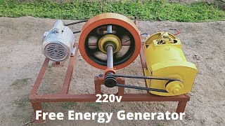 Make Free Energy Generator 220v With 5kw Alternator And Motor Flywheel Free Electricity Generator [upl. by Rodney]