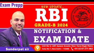 🚨 Breaking News RBI Grade B Notification and Exam Date 2024 🚨 EXAM PREPP  SUNDERPAL SIR [upl. by Eiramanna]