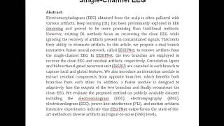 A Dual Branch Interactive Fusion Network to Remove Artifacts From Single Channel EEG [upl. by Ilanos]