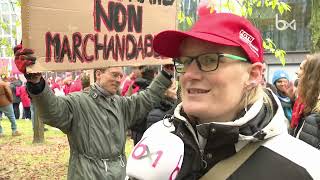 Plus de 25000 travailleurs du nonmarchand ont défilé dans les rues de Bruxelles [upl. by Harahs]