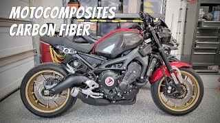 Motocomposites Carbon Fiber amp Lust Lowering Links on the 2021 XSR 900 [upl. by Hooke]