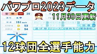 【パワプロ2023】12球団全選手能力データver113【eBASEBALLパワフルプロ野球2022 1130パワプロアプデ】 [upl. by Ttayh]