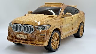 Wood Carving  Crafting a Unique BMW X6 from Wood  Woodworking Art [upl. by Lebna]