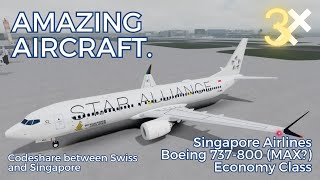 ROBLOX  Singapore Airways  Boeing 737800  Economy Codeshare with Swiss [upl. by Kermy]