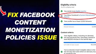 How to Fix Facebook Content Monetization Policies Issue 2024 [upl. by Aroda617]