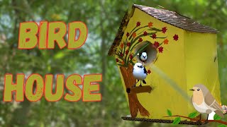 Bird House From Waste Cardboard At Home DIY Cardboard Craft Beautiful Birds Nest Homemade House [upl. by Cataldo]