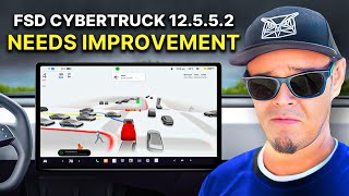 Cybertruck FSD 12552 needs improvement multiple disengagements [upl. by Manas]